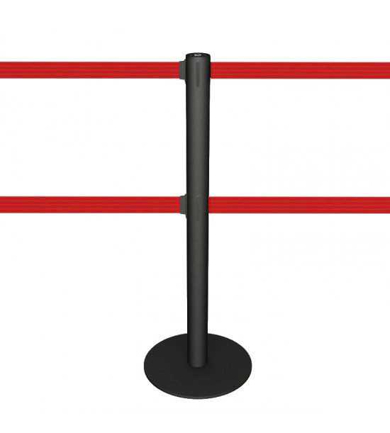 Poteau de guidage noir à double sangle (Rouge) Poteau de guidage noir à double sangle (Rouge)