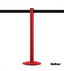 Poteau guide file rouge, sangle noire Poteau guide file rouge, sangle noire