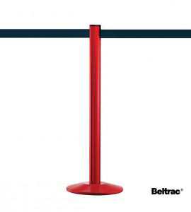 Poteau guide file rouge, sangle noire Poteau guide file rouge, sangle noire
