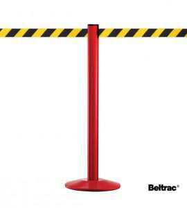 Poteau guide file rouge, sangle jaune/noir Poteau guide file rouge, sangle jaune/noir