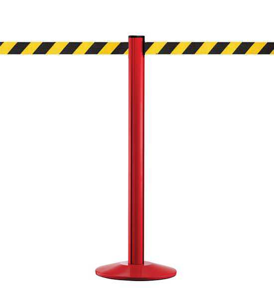 Poteau guide file rouge, sangle jaune/noir Poteau guide file rouge, sangle jaune/noir