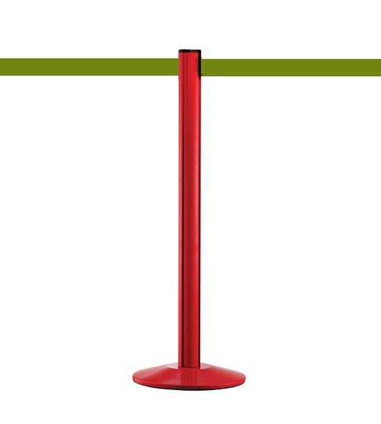 Poteau guide file rouge, sangle olive Poteau guide file rouge, sangle olive