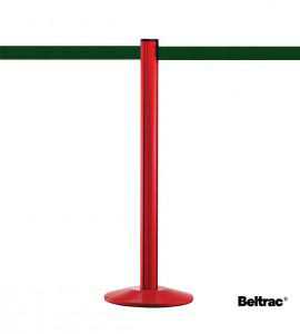 Poteau guide file rouge, sangle verte Poteau guide file rouge, sangle verte
