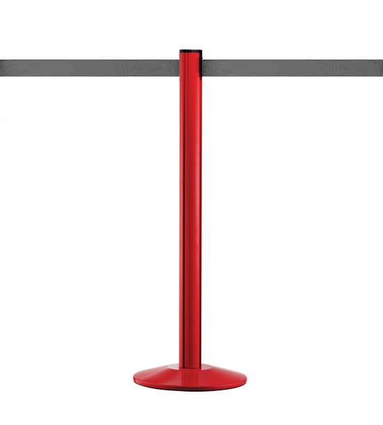 Poteau guide file rouge, sangle grise Poteau guide file rouge, sangle grise