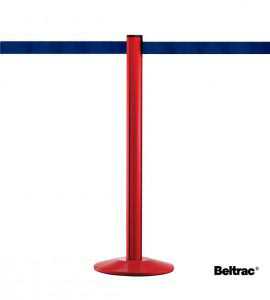 Poteau guide file rouge, sangle bleu foncé Poteau guide file rouge, sangle bleu foncé
