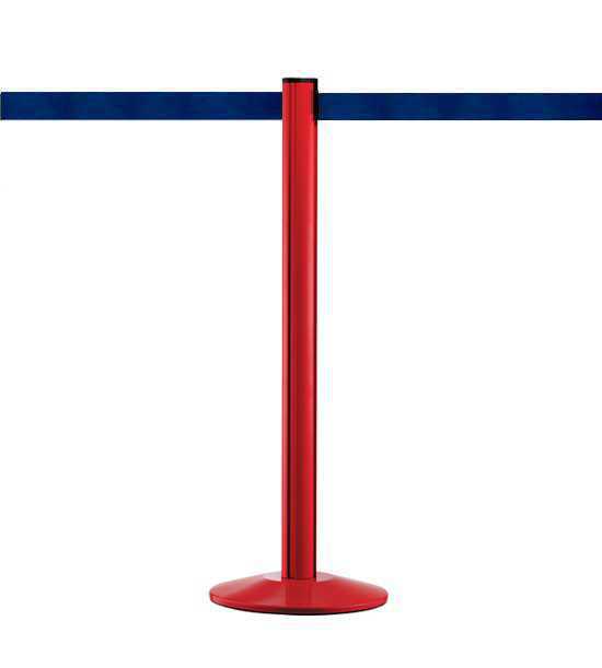 Poteau guide file rouge, sangle bleu foncé Poteau guide file rouge, sangle bleu foncé