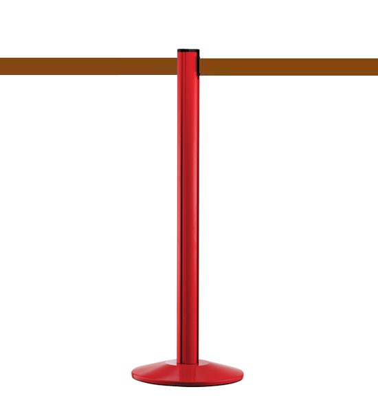 Poteau guide file rouge, sangle brune Poteau guide file rouge, sangle brune