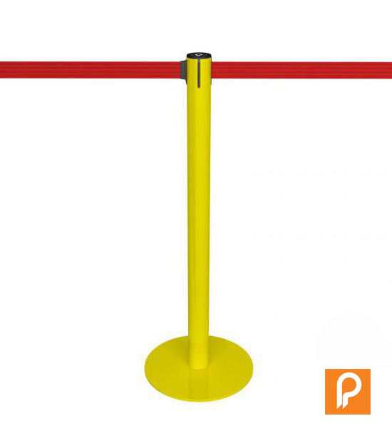 Poteau de guidage jaune, ici présenté avec une sangle rouge (nombreux autres coloris disponibles)