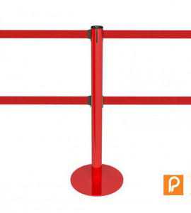 Poteau de guidage rouge à double sangle rouge