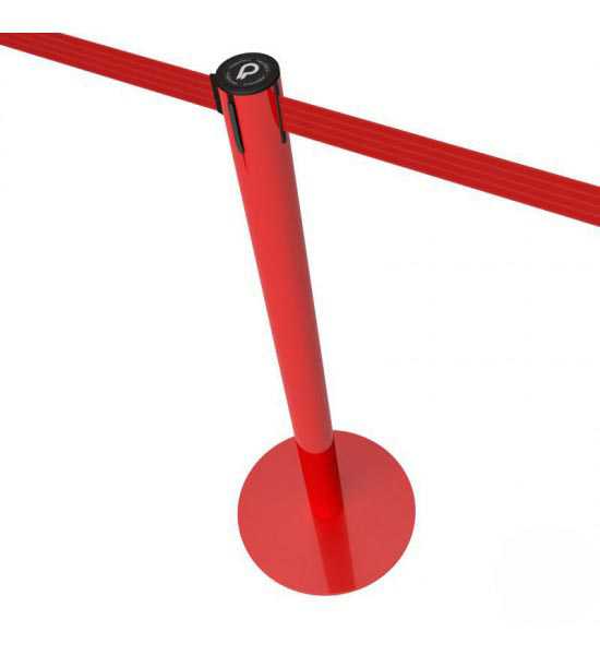 Poteau à sangle rétractable pour guidage, balisage ou file d'attente