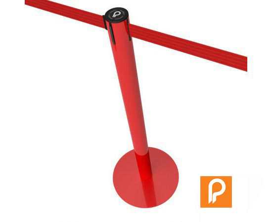 Poteau à sangle rétractable pour guidage, balisage ou file d'attente