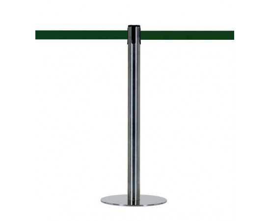 Poteau à sangle en acier chromé poli - sangle verte