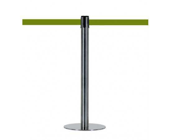 Poteau à sangle en acier chromé poli - sangle vert olive