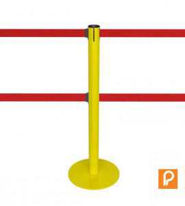 Poteau de guidage jaune à double sangle rouge