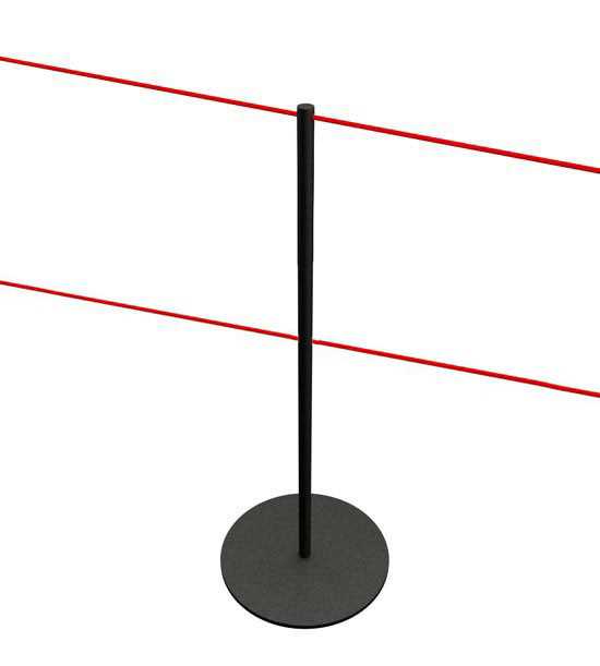 Poteau de délimitation - noir - double corde - pour guidage ou balisage musée.