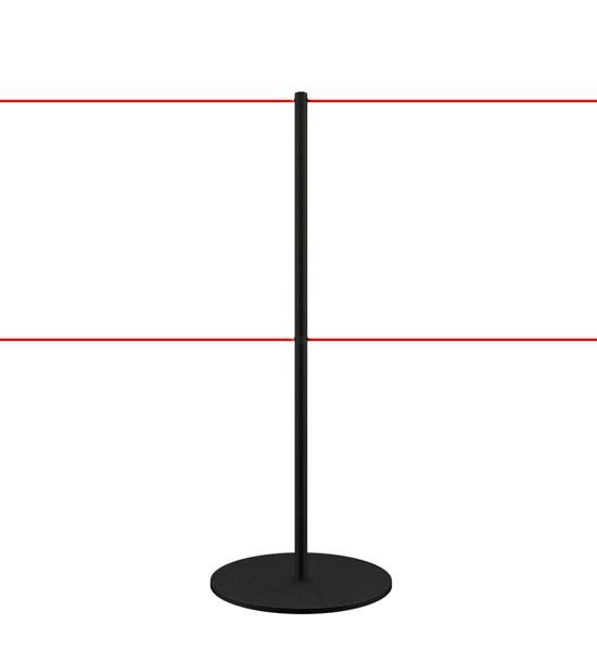 Barrier rope stanchion black double rope