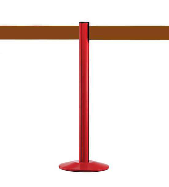 Colonnina segnapercorso nastro retrattile 10cm marrone, palo rosso, Extend