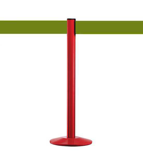 Afzetpaal met 10cm olijfgroen band BELTRAC™, rood, EXTEND