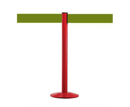 Colonnina segnapercorso nastro retrattile 10cm oliva, palo rosso, Extend