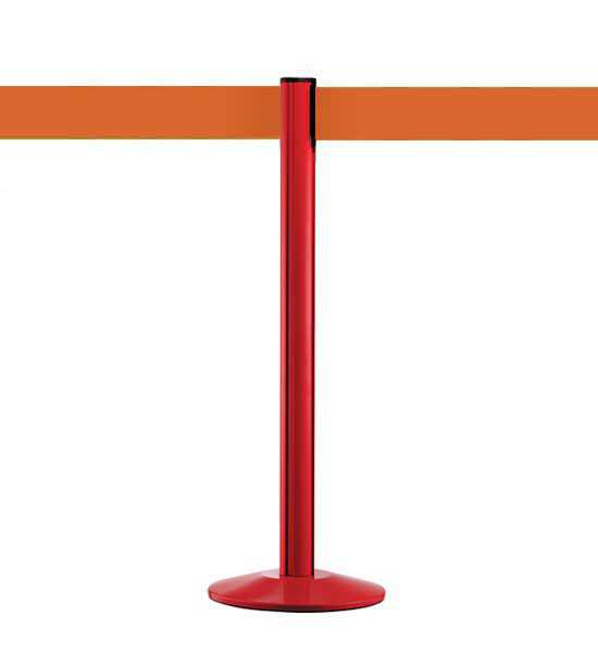 Colonnina segnapercorso nastro retrattile 10cm arancione, palo rosso, Extend