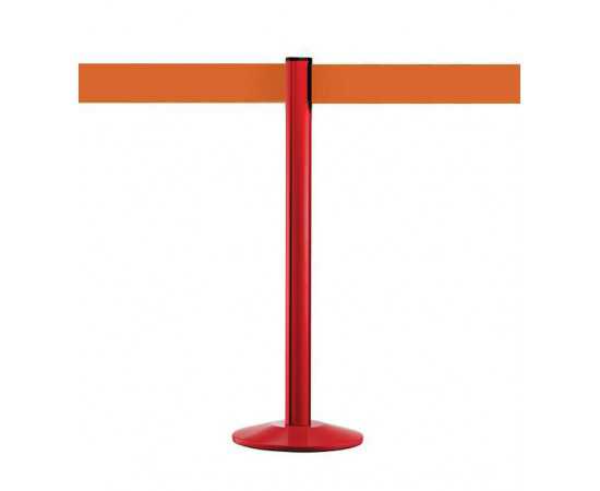 Colonnina segnapercorso nastro retrattile 10cm arancione, palo rosso, Extend