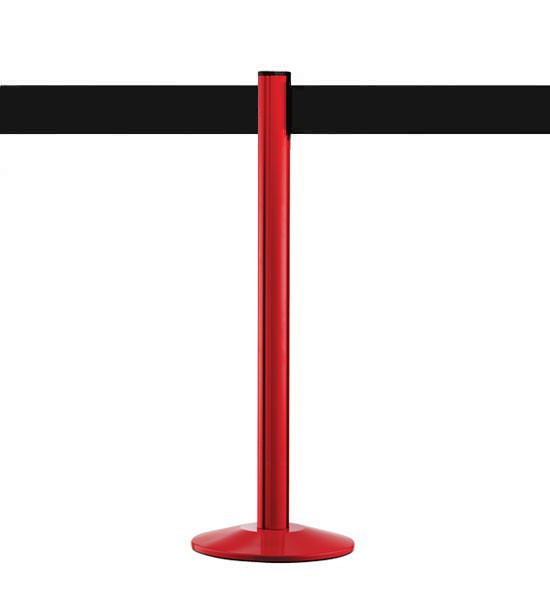 Colonnina segnapercorso nastro retrattile 10cm nero, palo rosso, Extend
