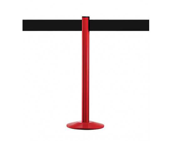 Colonnina segnapercorso nastro retrattile 10cm nero, palo rosso, Extend
