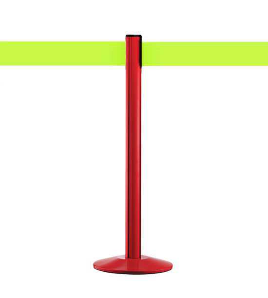 Guide file à sangle 10cm jaune fluo, poteau rouge, Extend