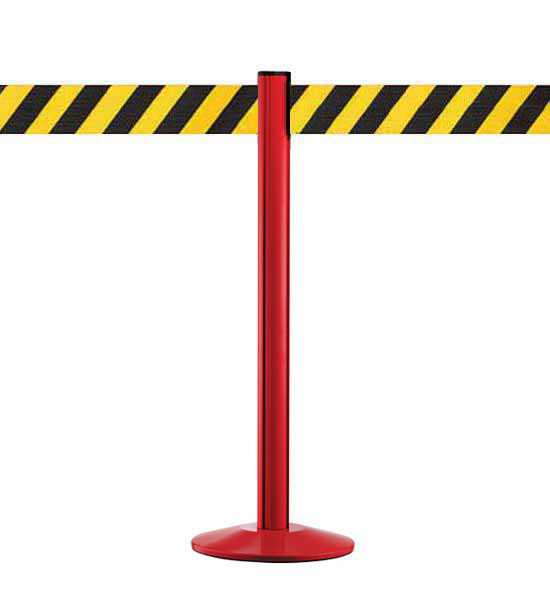 Guide file à sangle 10cm jaune/noire, poteau rouge, Extend