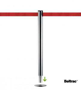 Poteau de guidage à sangle rouge (à sceller) - BELTRAC CLASSIC CHROME