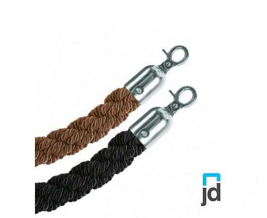 Twisted barrier rope with chrome snap hooks for stanchions