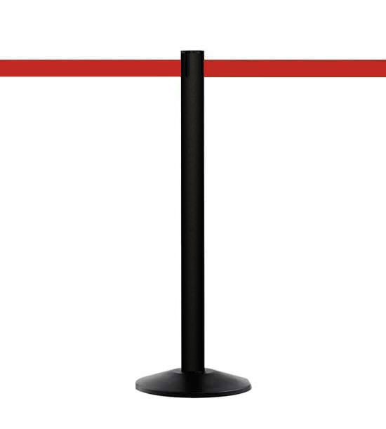 Poteau de guidage - tube lisse - à sangle déroulante rouge 230cm