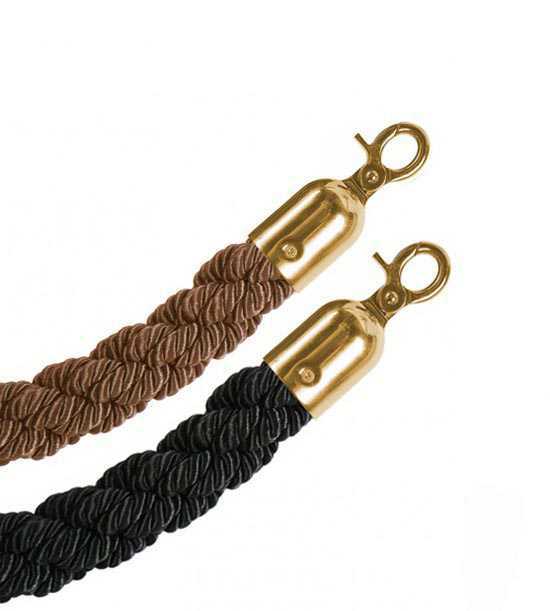 Corde tressée noir ou bronze pour poteaux à cordon