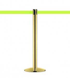 Poteau à sangle MODERN (Laiton), sangle jaune fluo Poteau à sangle MODERN (Laiton), sangle jaune fluo
