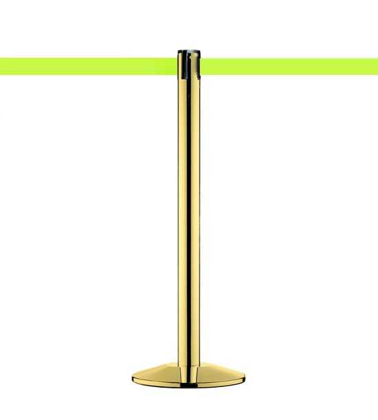 Poteau à sangle MODERN (Laiton), sangle jaune fluo Poteau à sangle MODERN (Laiton), sangle jaune fluo
