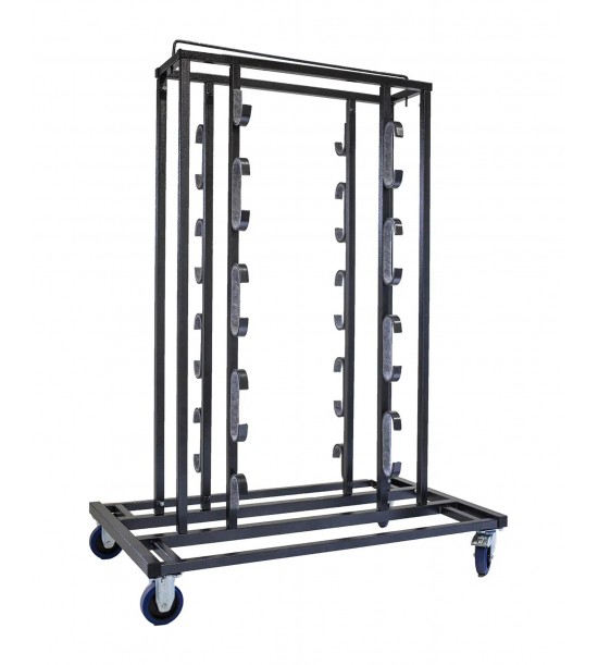 Transport trolley for stanchions and barrier ropes