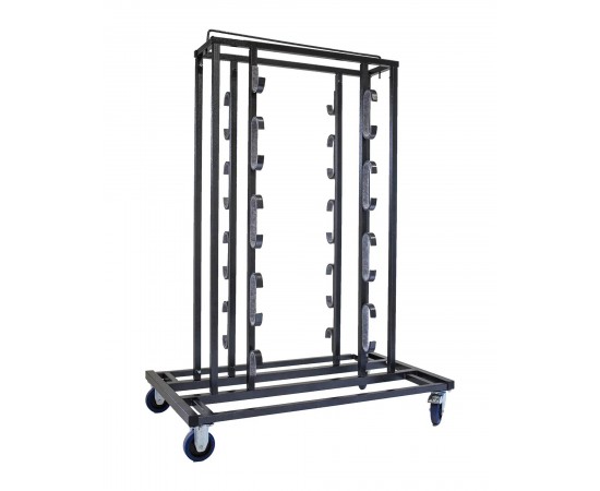 Transport trolley for stanchions and barrier ropes