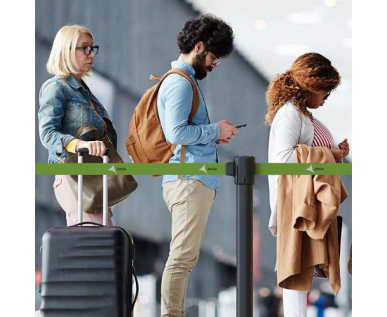 Sorkezelési kordonoszlop 5m egyedi szalaggal