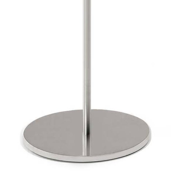 Afzetpaal LINE MINI voor afzetting, detail ronde RVS-geborstelde voetplaat en mast
