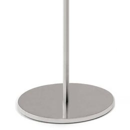 Absperrpfosten LINE MINI, Detail Rundsockel Edelstahl satiniert und Mast