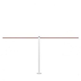 Absperrpfosten mit Absperrkordel zum Befestigen 45 cm weiß LINE MINI FIX, Gesamtansicht mit gespannter roter Kordel