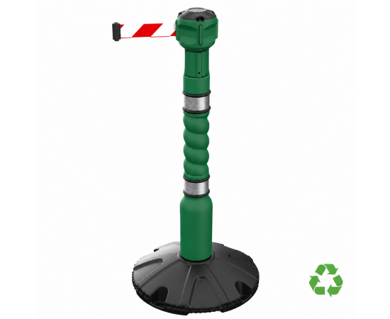 Poteau de délimitation Skipper™ vert avec sangle rétractable 9 mètres