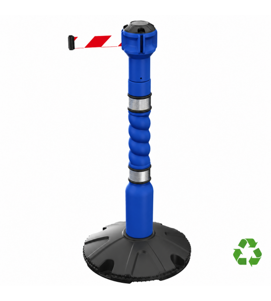 Poteau à sangle rétractable bleu
