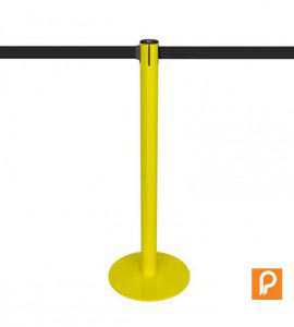 Poteau de balisage jaune, sangle noire