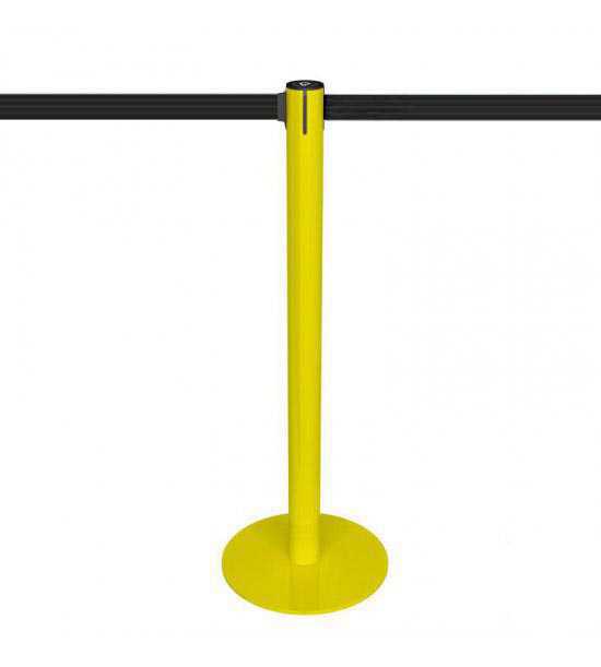 Poteau de balisage jaune, sangle noire