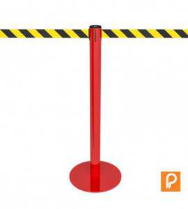 Poteau de guidage rouge, sangle jaune/noir Poteau de guidage rouge, sangle jaune/noir