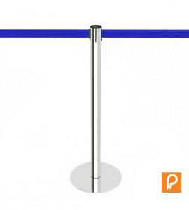 Poteau de guidage chromé, sangle bleu foncé