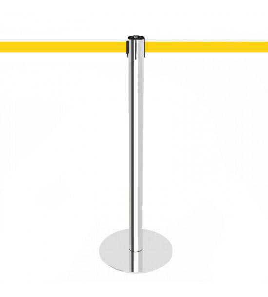 Poteau de guidage chromé, sangle jaune