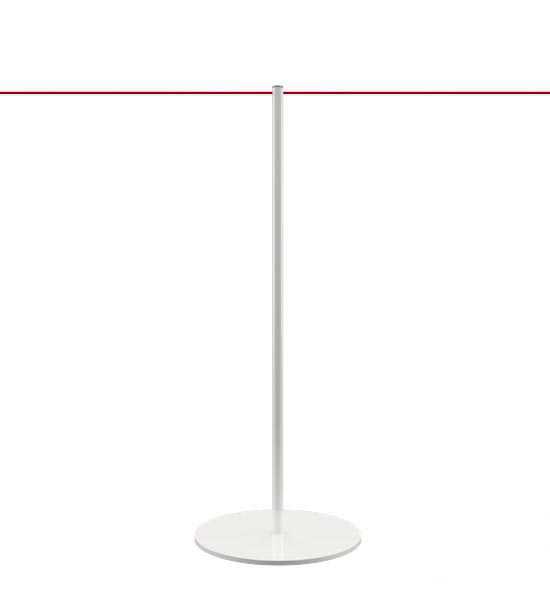 Poste separador com cordão branco para museus e galerias de arte