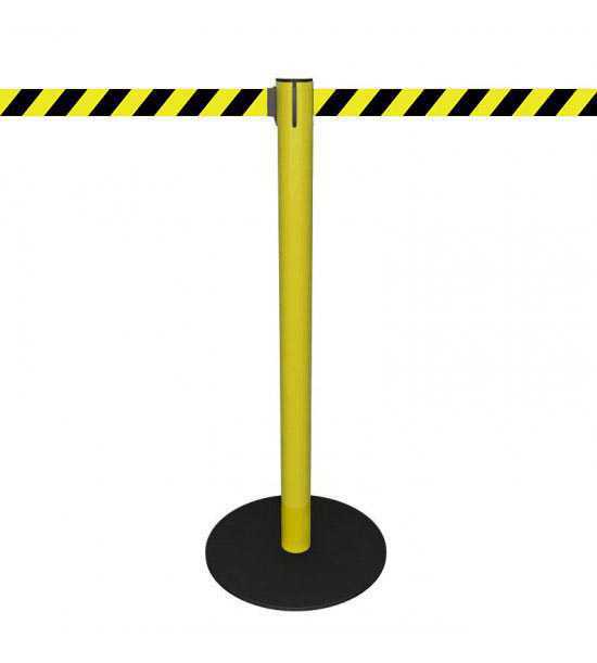 Système de balisage pour les zones ESD, sangle jaune/noir. Poteau à sangle 3m aux propriétés antistatiques.